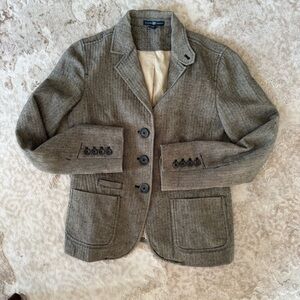 Vintage GAP WoolBlend blazer Brown herringbone preppy Small- Teacher Outfit